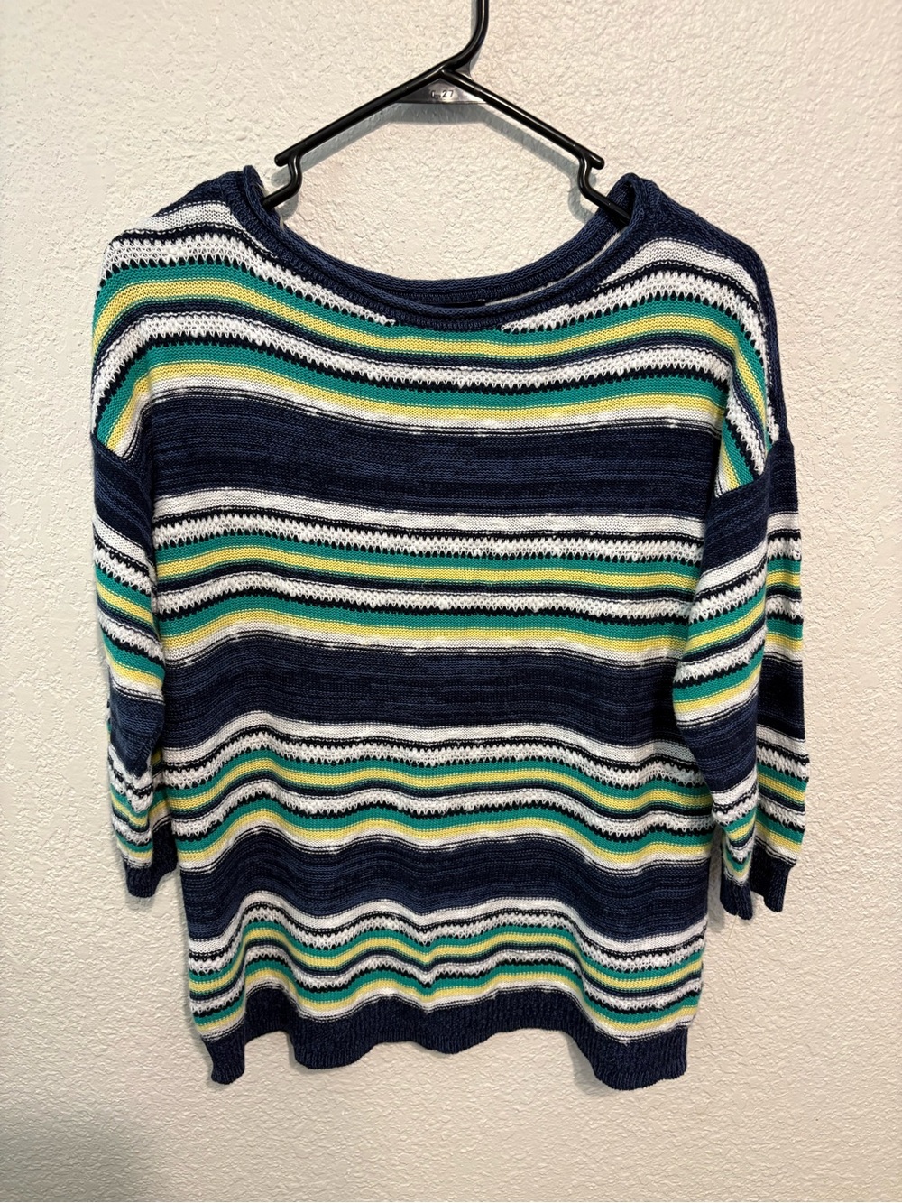 American Living Navy Cotton/Linen Striped Rolled Neck Sweater Size L